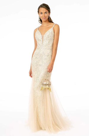**GLS by Gloria Shimmering Metallic Tulle Gown: Elegance and Glamour for Every Occasion**