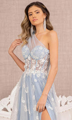 **GLS by Gloria: Enchanting Floral Appliqué Gown for Unforgettable Occasions**