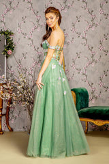 GLS by Gloria's Shimmering Jewel-Embellished Off-Shoulder Gown for Enchanting Occasions