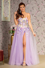 **GLS by Gloria GL3233: Enchanting Floral Mesh Gown for Special Occasions**