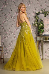 **Captivating Elegance: Gloria's GLS3281 One-Sleeve Mesh Gown**