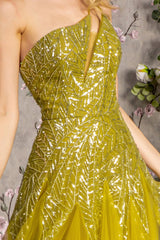 **GLS by Gloria: Captivating One-Shoulder Mesh Gown for Unforgettable Occasions**