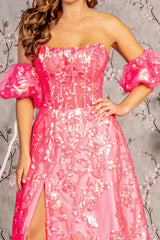 **GLS by Gloria Shimmering Sequin Corset Gown: Captivate the Night**