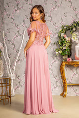 GLS by Gloria: Embroidered V-Neck Evening Gown for Unforgettable Occasions