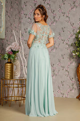 GLS by Gloria: Embroidered V-Neck Evening Gown for Unforgettable Occasions