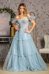 **Gloria's Enchanting Off-Shoulder Evening Gown: Shimmering Elegance for Special Occasions**