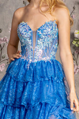 **Gloria's Enchanting Lapis Blue Gown: A Symphony of Elegance and Allure**
