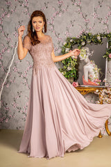 **GLS by Gloria: Beaded Embroidered Aline Mesh Gown for Enchanting Occasions**