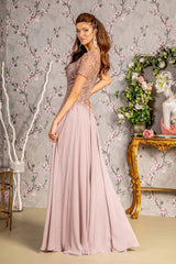 **GLS by Gloria: Beaded Embroidered Aline Mesh Gown for Enchanting Occasions**