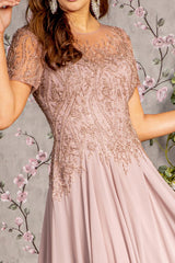**GLS by Gloria: Beaded Embroidered Aline Mesh Gown for Enchanting Occasions**