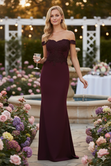 Satin Eggplant Bridesmaid Gowns by MQ1529