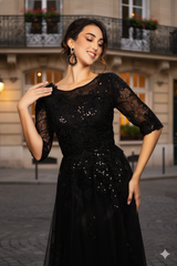 MQ2143 Women's Black Long Funeral Dress