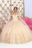 Layla K LK236 Sweetheart Lace up Back 3D Embellished Quince Gown - CHAMPAGNE / 4 - Dress