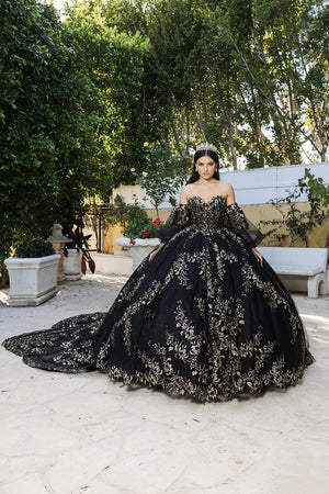 Layla K LK251 Embroidered Cape Quinceanera Gown