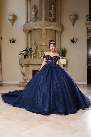 Off Shoulder Sweet 16 Embellished Ball Gown LK278