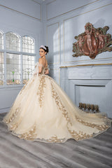 Layla K LK280 3D Floral Off-Shoulder Ball Gown