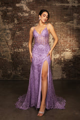 Deep V-Neck Mermaid Prom Gown by May Queen