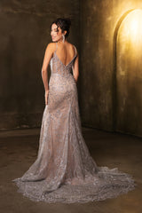 Deep V-Neck Mermaid Prom Gown by May Queen