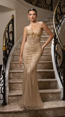 Strapless Corset Sequin Mermaid Gown May Queen MQ2195