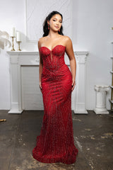 Strapless Corset Sequin Mermaid Gown May Queen MQ2195