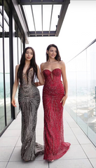 Strapless Corset Sequin Mermaid Gown May Queen MQ2195