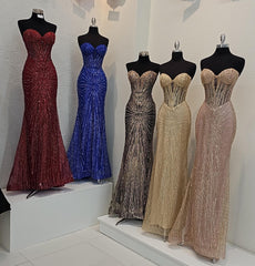 Strapless Corset Sequin Mermaid Gown May Queen MQ2195