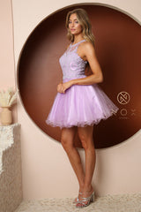 **NoxAnabel's B652: Embroidered Lace Appliqué Cocktail Dress for a Night to Remember**