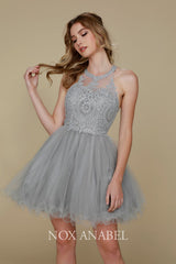 **Nox Anabel's Embroidered Lace Cocktail Dress: A Symphony of Youthful Glamour**