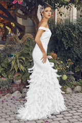 Allure Bridals: Off-the-Shoulder Gown for a Shimmering and Sophisticated Look