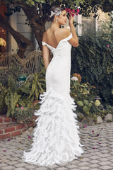 Allure Bridals: Off-the-Shoulder Gown for a Shimmering and Sophisticated Look