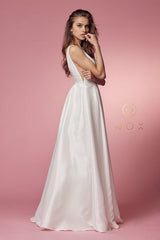 Enchanting Elegance: Nox Anabel Bridal's Ethereal Satin Gown for Unforgettable Occasions