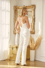 **Nox Anabel Bridal: Shimmering Sequined Jumpsuit with Detachable Overskirt for Unforgettable Moments**