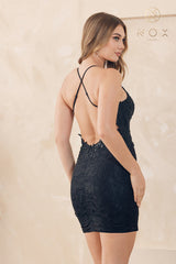 Floral Embroidered Sheer Elegance: Nox Anabel's Captivating Gown