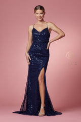 Nox Anabel R1031: Shimmering Sequin and Beadwork Mermaid Gown for Captivating Occasions