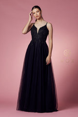 Nox Anabel R357: Embroidered Lace and Stone Adorned Gown for Special Occasions