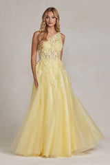 Enchanting Floral Lace Corset Gown by Nox Anabel: A Timeless Masterpiece for Special Occasions