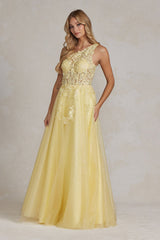Enchanting Floral Lace Corset Gown by Nox Anabel: A Timeless Masterpiece for Special Occasions