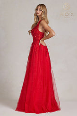 Enchanting Floral Lace Corset Gown by Nox Anabel: A Timeless Masterpiece for Special Occasions