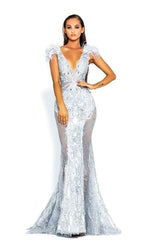 Enchanting Lace and Glitter Mermaid Gown by Portia and Scarlett