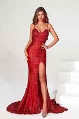 **Portia and Scarlett: Intricate Lace Appliqué Gown for Enchanting Occasions**