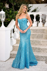 Shimmering Sequined Trumpet Gown by Portia & Scarlett: A Starry Night's Dream