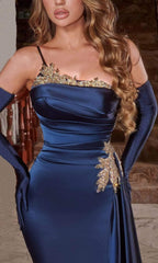 Portia and Scarlett's Enchanting Navy Trumpet Gown: A Shimmering Star for Formal Occasions