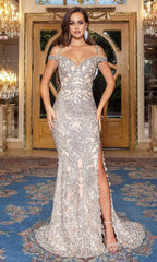 **Portia and Scarlett: Shimmering Silver Gown for Enchanting Evenings**