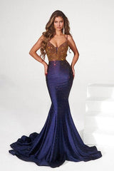 Captivating Curves: Portia and Scarlett's Shimmering Rhinestone Mermaid Gown