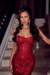 **Portia and Scarlett's Shimmering Feather Gown: A Red Carpet Dream**