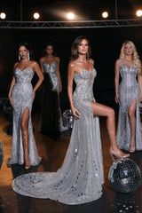 Captivating Elegance: Portia and Scarlett's Shimmering Sweetheart Dress