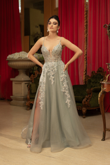 Sweetheart Beaded High Slit Gala Gown RQ8137