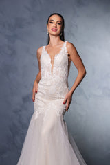 V-Neck Mermaid Sequin Gown by Royal Queen