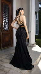 Beaded Corset Mermaid Gown with Open Back & Crisscross Straps by Royal Queen RQ8209