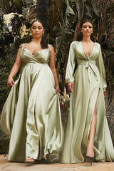 **Cinderella Divine: Plus Size Satin Dress for a Royal Night**